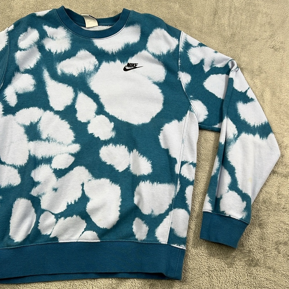 Nike M Men’s Cloud Splotch Blue Crewneck‎ Cotton Blend Sweatshirt